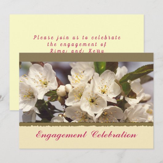 Cherry Blossom Verloving Invitation Kaart (Voorkant / Achterkant)