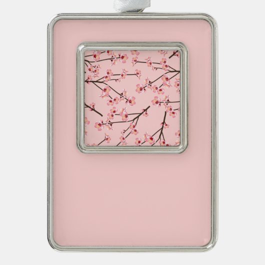 Cherry Blossom Verzilverd Omlijst Ornament (Voorkant)