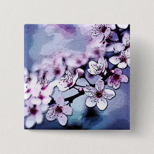 Cherry Blossom Vierkante Button 5,1 Cm (Voorkant)