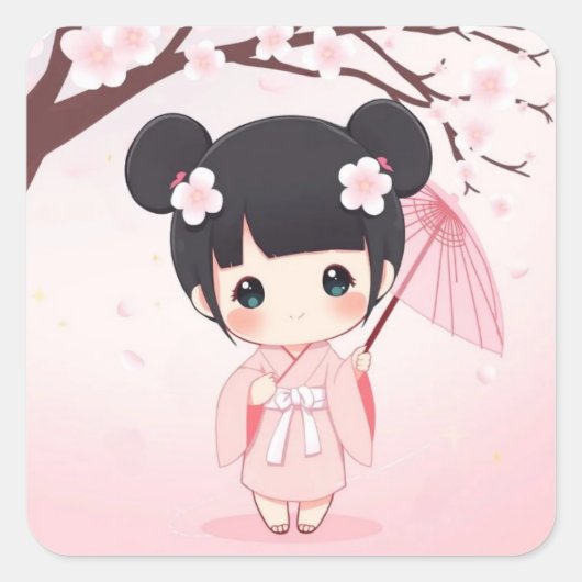 Cherry Blossom Vierkante Sticker (Voorkant)