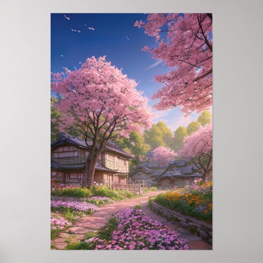 Cherry Blossom Village Poster (Voorkant)