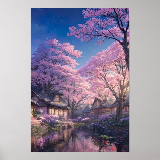 Cherry Blossom Village Retreat Poster (Voorkant)
