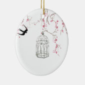 Cherry blossom, vogel, berdcage - origineel, stijl keramisch ornament (Rechts)