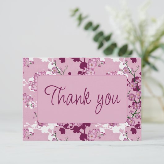 Cherry Blossom Vrijgezellenfeest | Elegante roze b Bedankkaart (Staand voorkant)