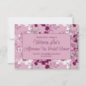 Cherry Blossom Vrijgezellenfeest | Elegante roze b Bedankkaart (Achterkant)