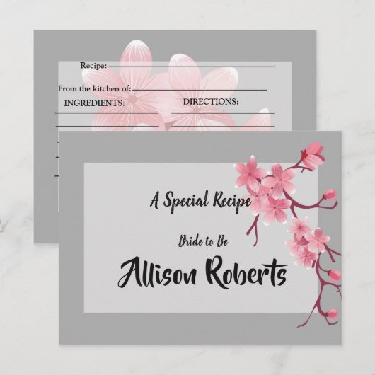Cherry Blossom Vrijgezellenfeest Recept Briefkaart (Voorkant / Achterkant)