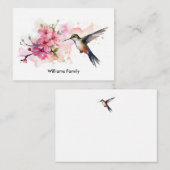 Cherry Blossom w / Hummingbird Note Kaart Notitiekaartje (Voorkant / Achterkant)