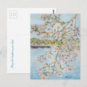 Cherry Blossom Washington DC Painterly Waterverf Briefkaart (Voorkant / Achterkant)