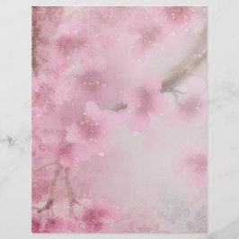 Cherry Blossom Watercolor & Damask Ephemera