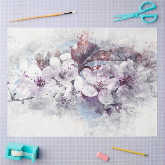 Cherry Blossom Waterverf Art Decoupage Tissuepapier (Craft)