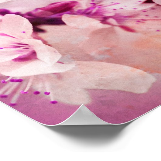 Cherry Blossom Waterverf Art Poster (Hoek)