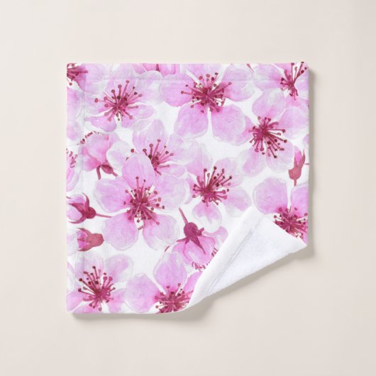 Cherry blossom waterverf bad handdoek (Wasdoekje)
