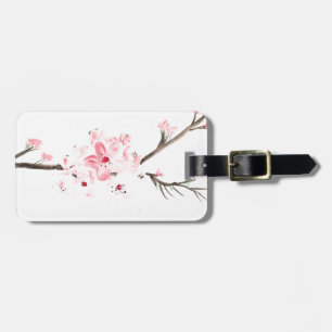 Cherry blossom waterverf bagagelabel