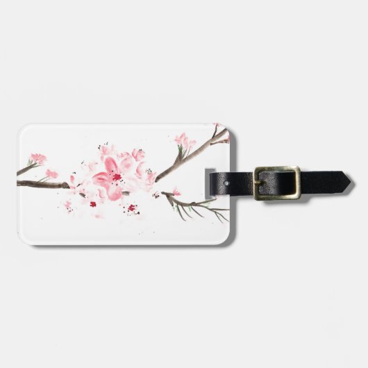 Cherry blossom waterverf bagagelabel (Voorkant horizontaal)