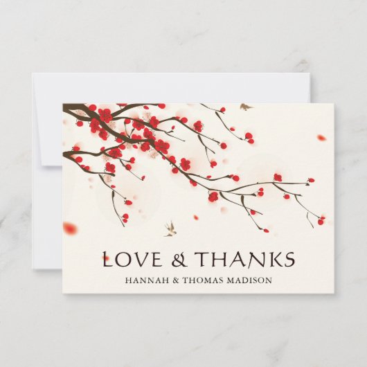 Cherry Blossom Waterverf Bedankkaart (Voorkant)