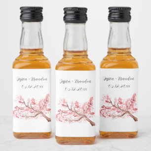 Cherry Blossom Waterverf Bloemen Bloemen Bloemen B Likeurfles Etiket