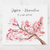 Cherry Blossom Waterverf Bloemen Bloemen Bloemen B Likeurfles Etiket (Enkel label)