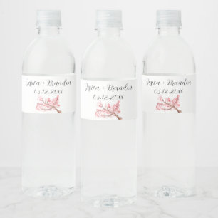 Cherry Blossom Waterverf Bloemen Bloemen Bloemen B Waterfles Etiket