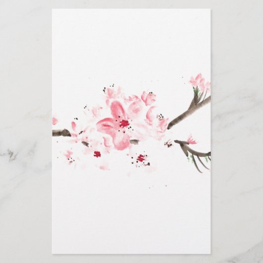 Cherry blossom waterverf briefpapier (Voorkant)