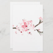 Cherry blossom waterverf briefpapier (Voorkant / Achterkant)