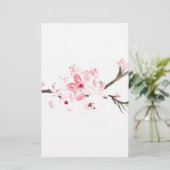 Cherry blossom waterverf briefpapier (Staand voorkant)