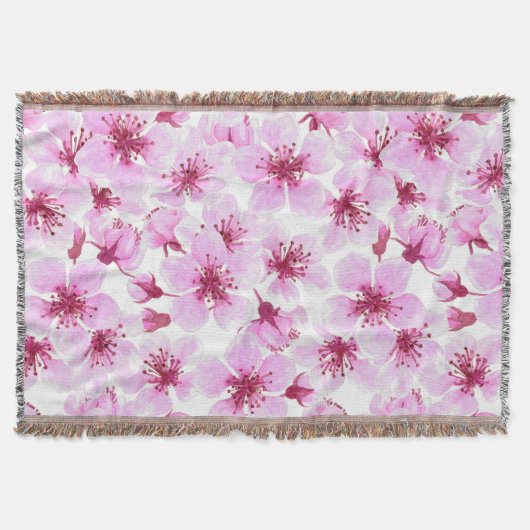 Cherry blossom waterverf deken (Voorkant)