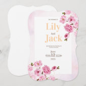 Cherry Blossom Waterverf Floral Modern Wedding Kaart (Voorkant / Achterkant)