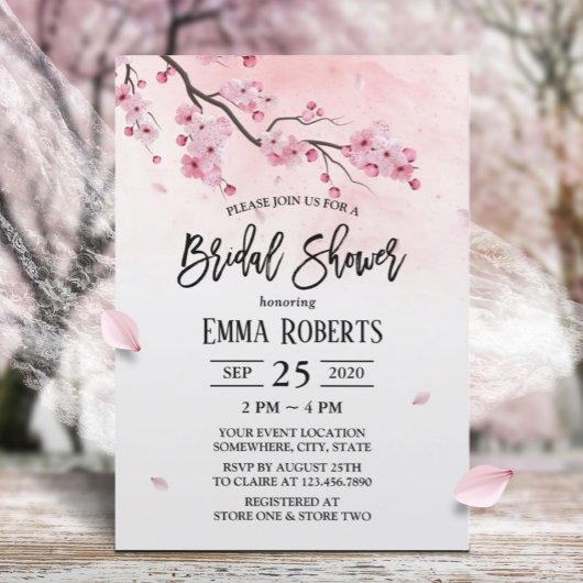 Cherry Blossom Waterverf Floral Vrijgezellenfeest Kaart