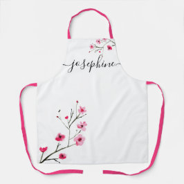Cherry Blossom Waterverf flower Gepersonaliseerd Schort