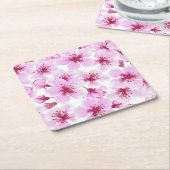 Cherry blossom waterverf kartonnen onderzetters (Schuin)