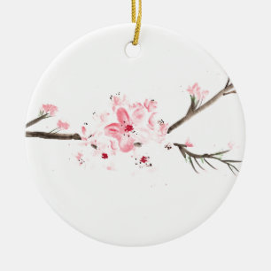 Cherry blossom waterverf keramisch ornament