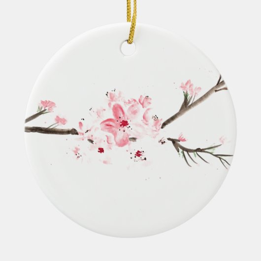 Cherry blossom waterverf keramisch ornament (Voorkant)