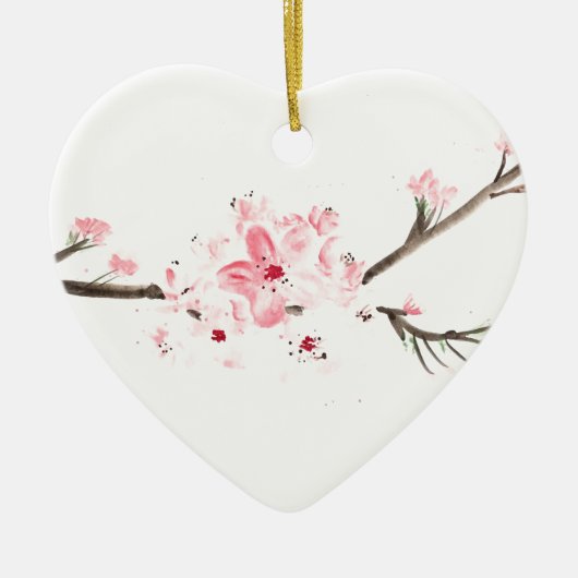 Cherry blossom waterverf keramisch ornament (Voorkant)