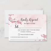 Cherry Blossom Waterverf Pink Floral Wedding RSVP (Voorkant)