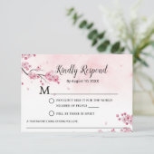 Cherry Blossom Waterverf Pink Floral Wedding RSVP (Staand voorkant)