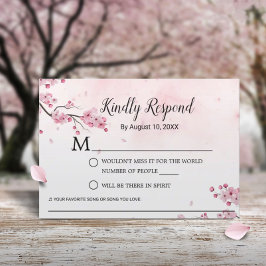 Cherry Blossom Waterverf Pink Floral Wedding RSVP