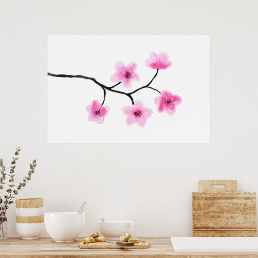 Cherry Blossom Waterverf Poster (Keuken)