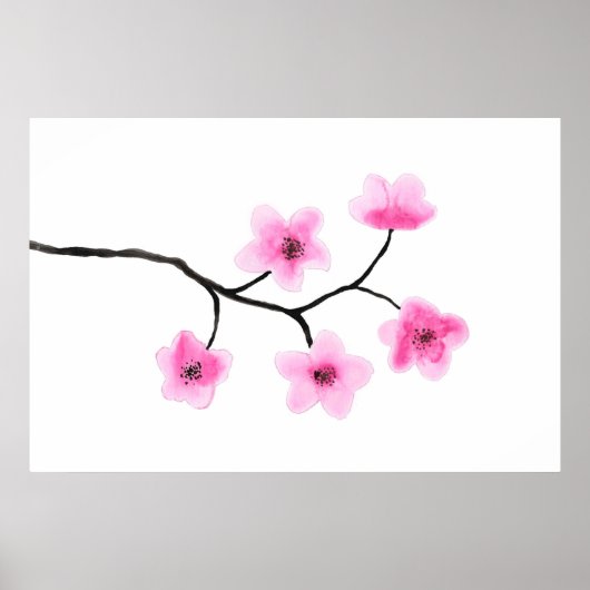 Cherry Blossom Waterverf Poster (Voorkant)