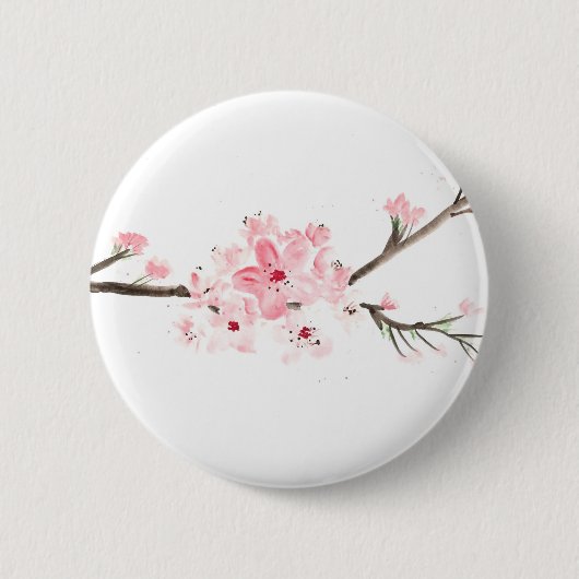 Cherry blossom waterverf ronde button 5,7 cm (Voorkant)
