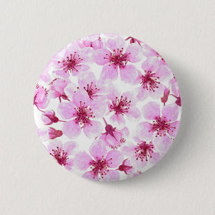 Cherry blossom waterverf ronde button 5,7 cm