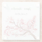 Cherry Blossom Waterverf Roze Bloemen Bruiloft Glazen Onderzetter (Achterkant)