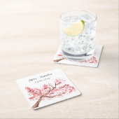 Cherry Blossom Waterverf Roze Bloemen Bruiloft Kartonnen Onderzetters (Insitu)