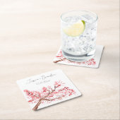 Cherry Blossom Waterverf Roze Bloemen Bruiloft Kartonnen Onderzetters (Insitu)