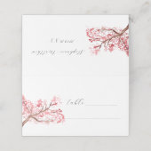 Cherry Blossom Waterverf Roze Bloemen Bruiloft Plaatskaartje (Buitenkant ongevouwen)