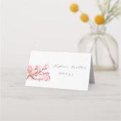 Cherry Blossom Waterverf Roze Bloemen Bruiloft Plaatskaartje (Achterkant)