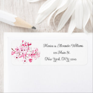 Cherry blossom Waterverf Roze Return Address Etiket