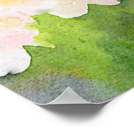 Cherry Blossom Waterverf Sakura Flowers Spring Poster (Hoek)