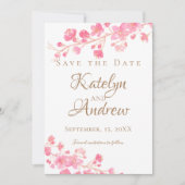 Cherry Blossom Waterverf Save The Date (Voorkant)