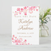 Cherry Blossom Waterverf Save The Date (Staand voorkant)