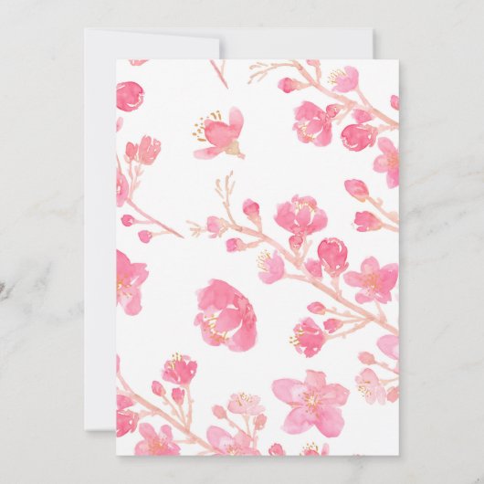 Cherry Blossom Waterverf Save The Date (Achterkant)